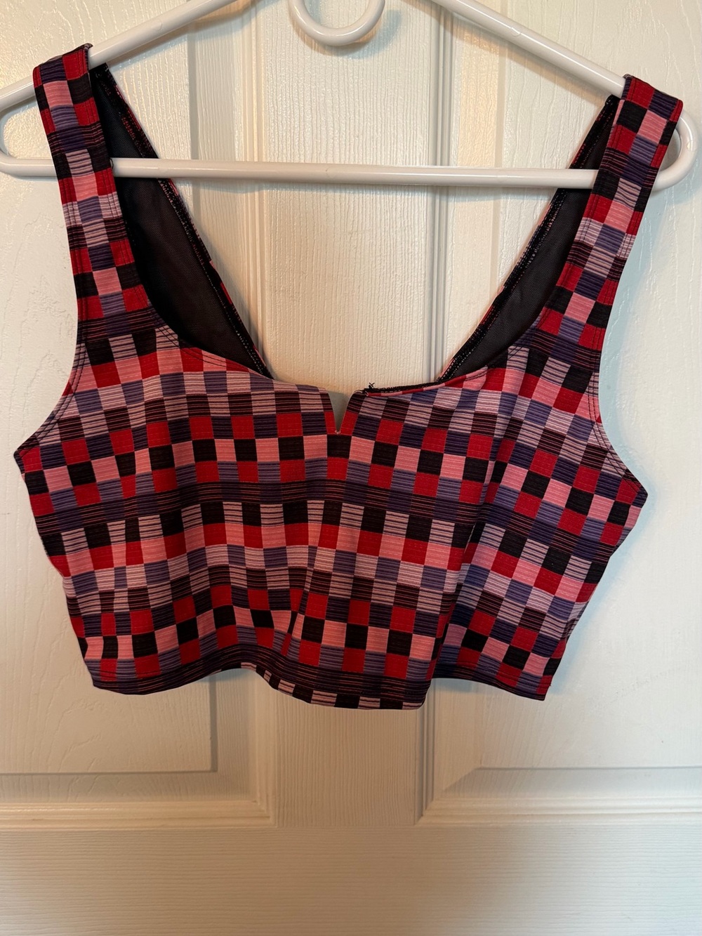 FP Movement by Free People Red & Pink Checked Sports Bra